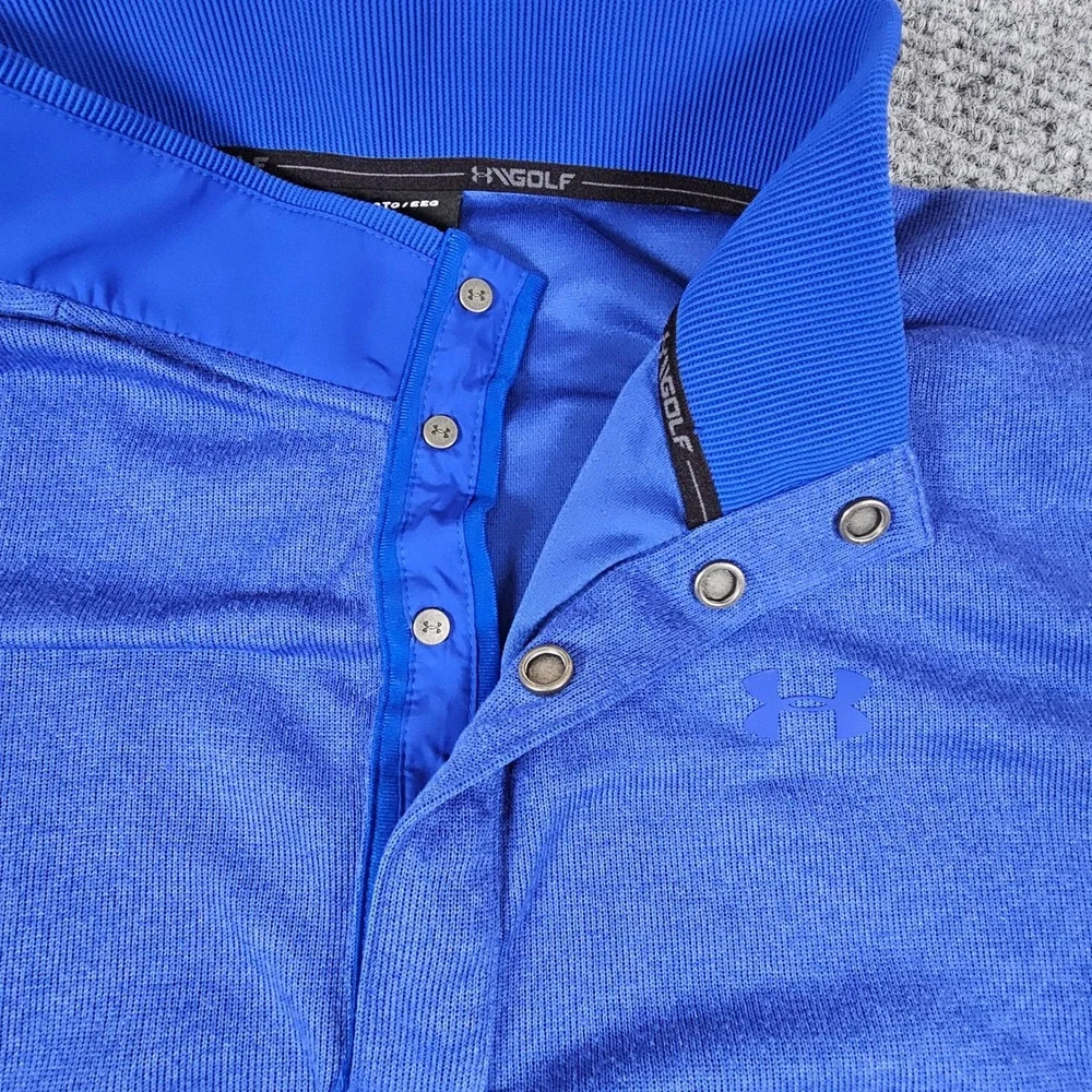 Under Armour Golf ColdGear 2XL Blue Heather Snap Mock Neck Pullover Mens XXL